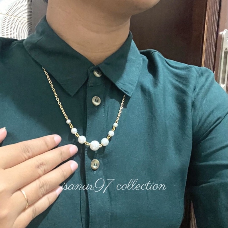 ISANUR97 | Necklace Pearl Kalung Mutiara Fashion Korea Dalam Rantai Klavikula Choker Mutiara Rantai