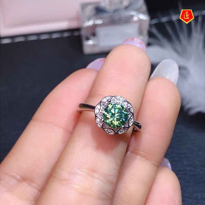 [Ready Stock]Classic Simple Green Moissanite Ring