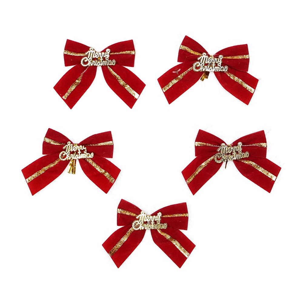 

Pita Aksesoris Dekorasi Hiasan Gantungan Pohon Natal Bludru Merah Merry Christmas Isi 5, Ornament Natal