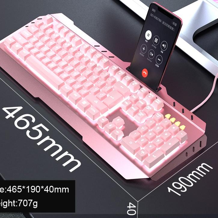 Langsung Beliii.. Pink Girl Cute Backlight Gaming Keyboard dan Mouse Combo Mechanical Feel Mekanikal