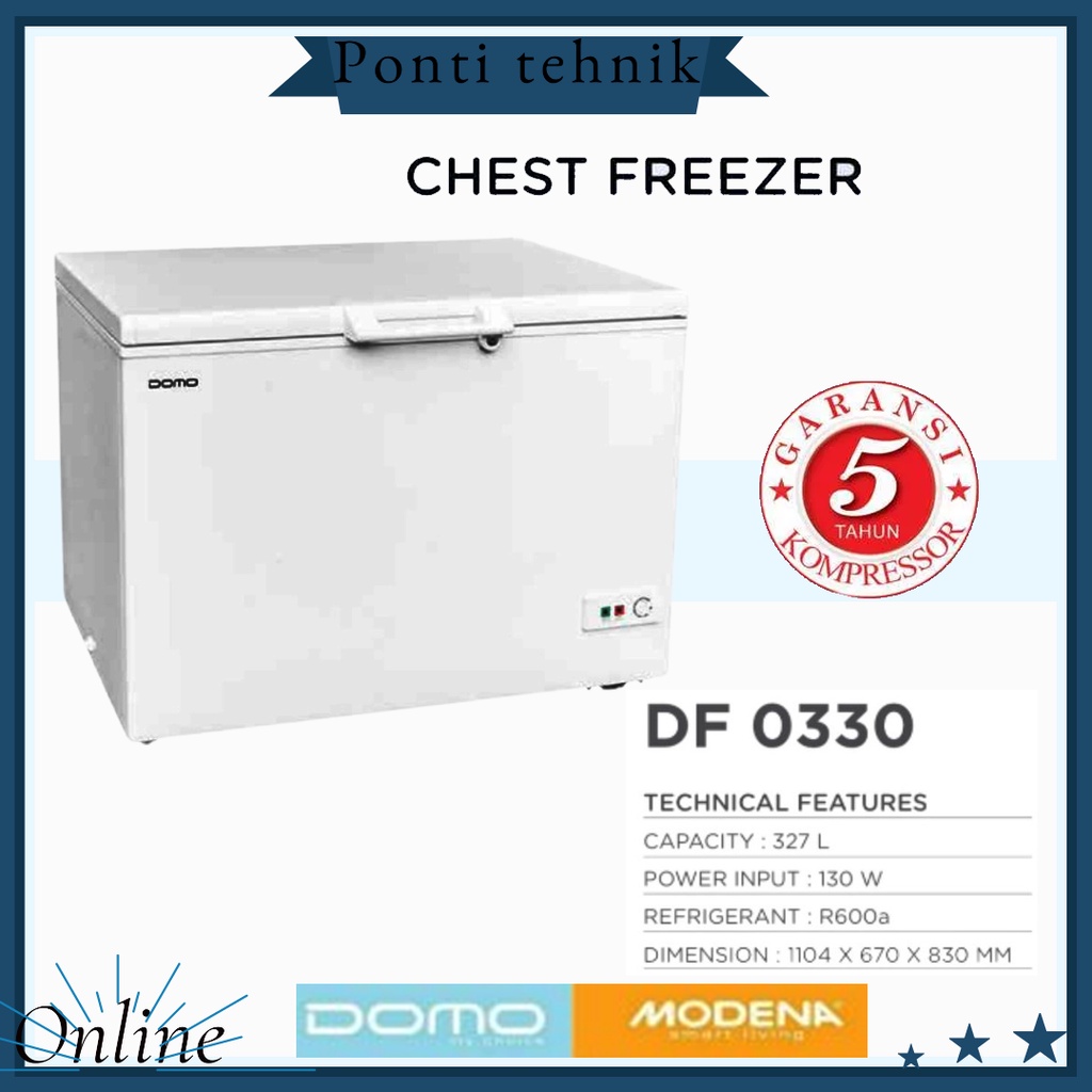 CHEST FREEZER DOMO BY MODENA TYPE DF-0330 W/FREEZER BOX