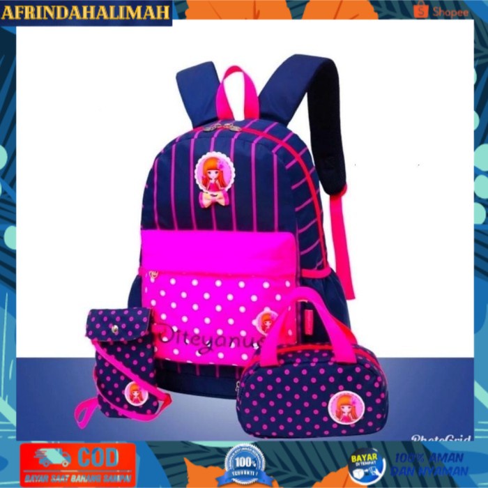 

{TERBARU} TAS RANSEL SALUR SET 3IN TAS SEKOLAH ANAK WANITA - Navy