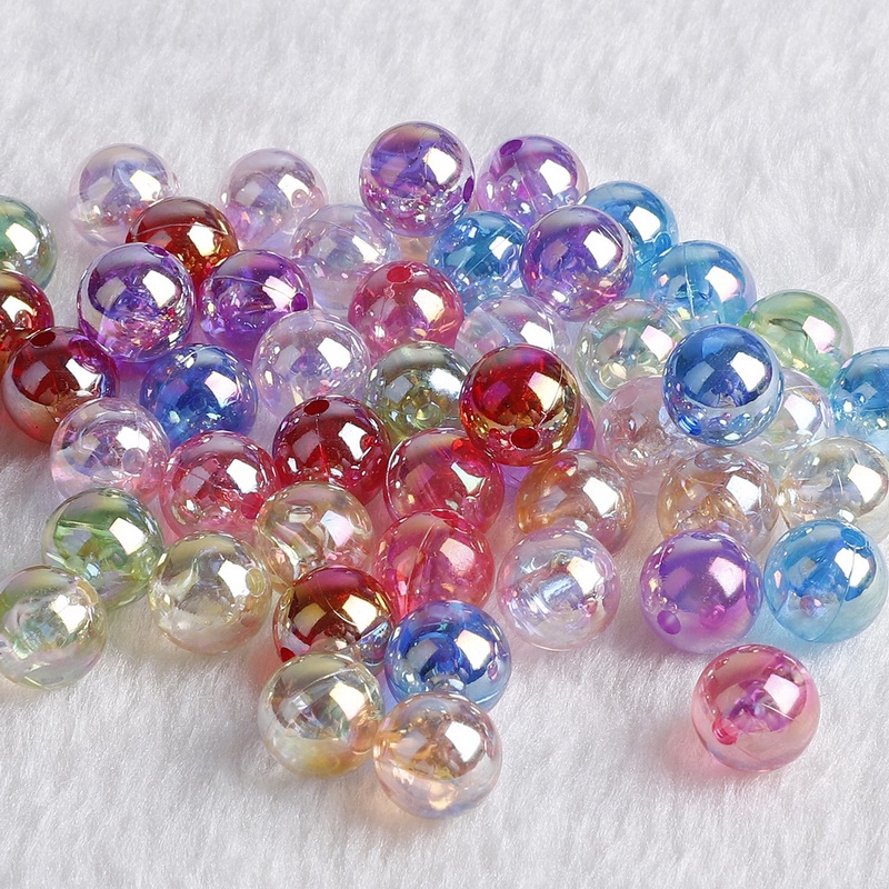 6mm 8mm 10mm Rainbow Candy AB Color Round Acrylic Beads Loose Spacer Beads For Jewelry Making DIY Bracelet Necklace