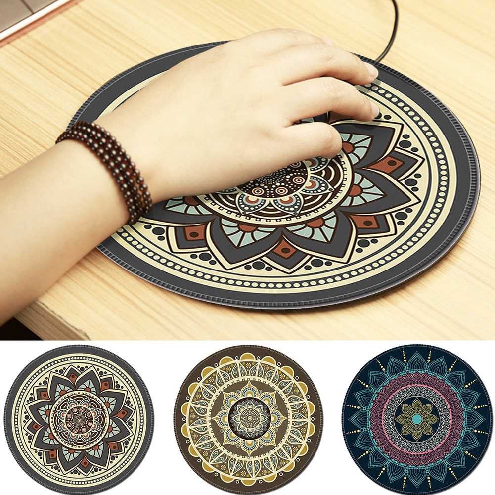 Terlariss !! Comfast Mouse Pad Bulat Anti Slip Vintage Bohemian 200mm