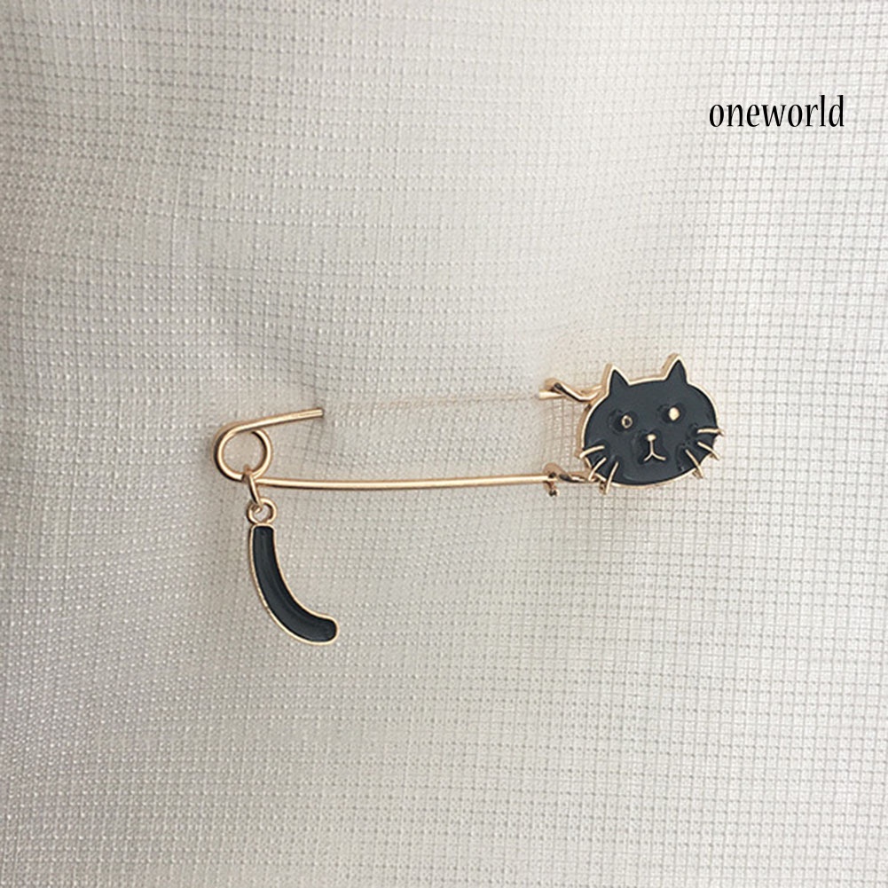 OW@ Cute Enamel Cat Brooch Pin Women Shawl Cardigan Shirt Clip Decor Jewelry Gift