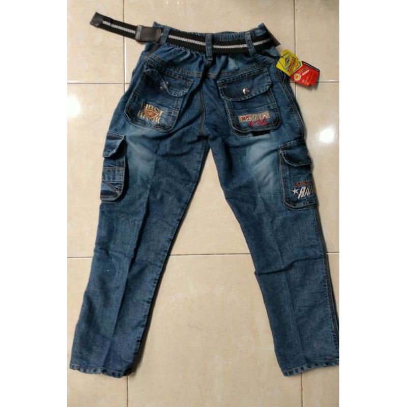 celana jeans cargo panjang anak usia 7-13 th