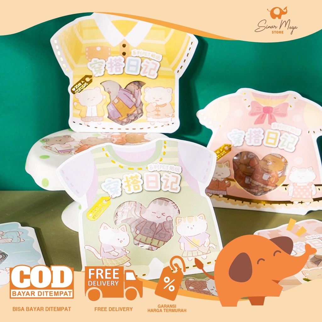 

Animals Daily Outfit Flake Stickers/Sticker Unik Lucu Murah