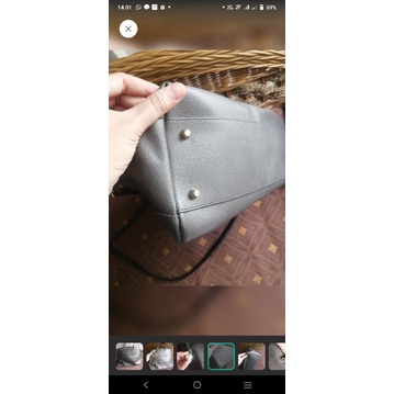 Tas furla pipper L saffiano top handle bag grey authentic