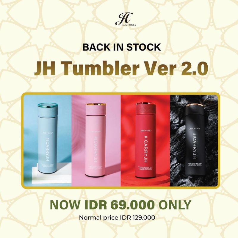 TUMBLER V 02 04 JIMSHONEY BOTOL MINUM STAINLESS TUMBLER PANAS DINGIN JIMS HONEY