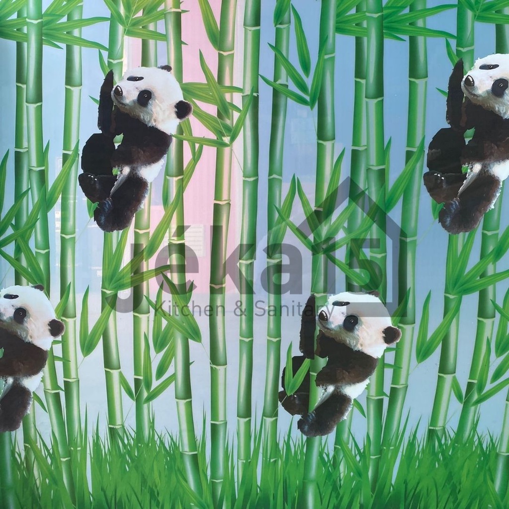 FIBER PAGAR MOTIF PANDA | FIBER PENUTUP PAGAR RUMAH | HITAM | HIJAU