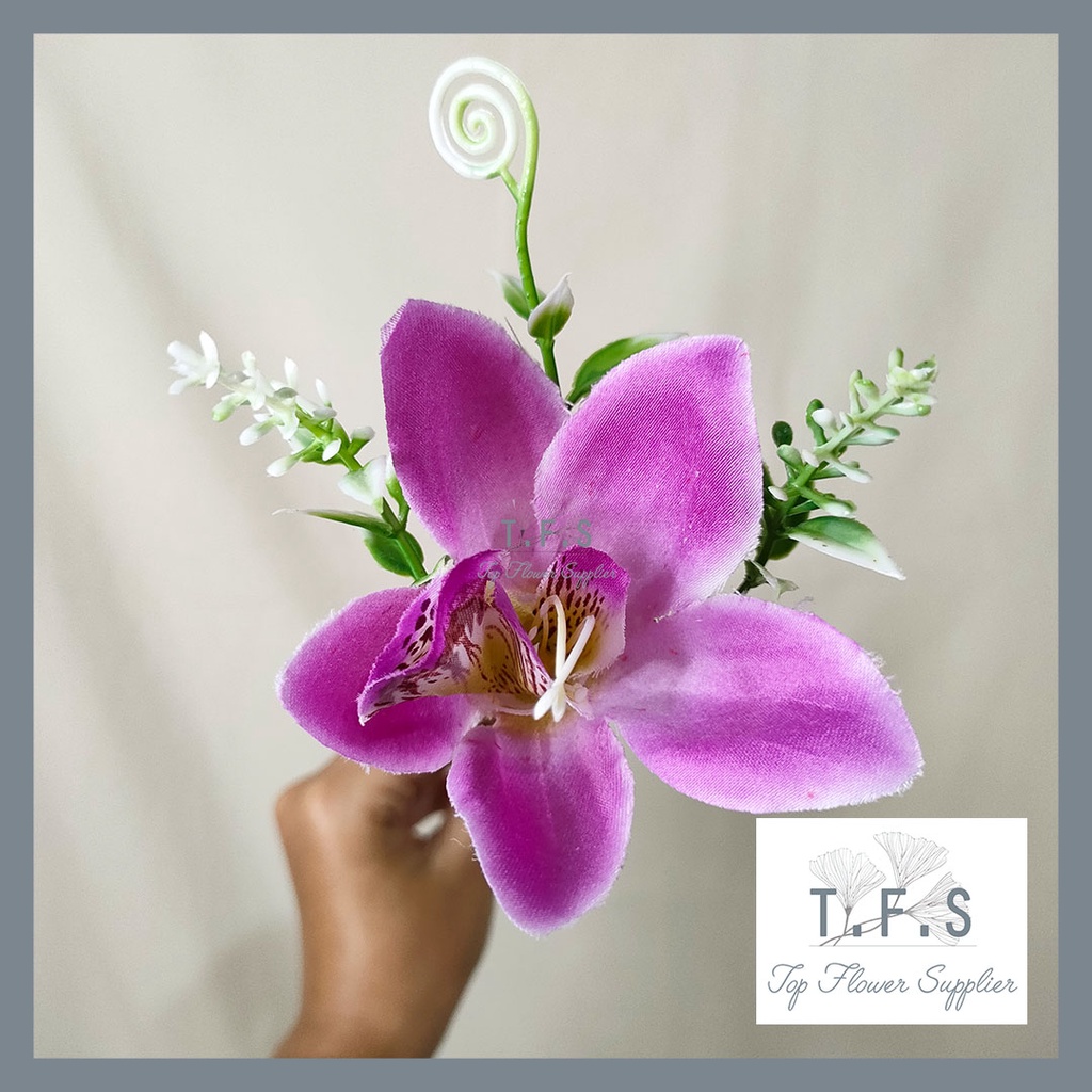 Artificial Flower Cattleya Orchids Bunga Plastik Palsu Buatan Dekorasi Hias Pajangan Rumah Kantor-PURPLE