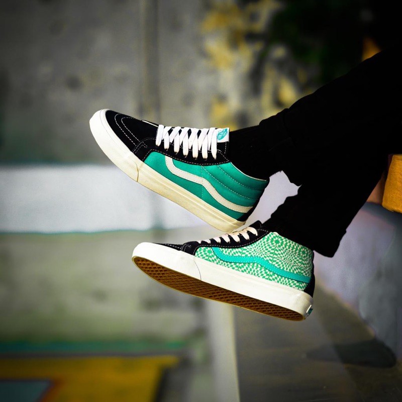 Vans SK8 Mid Reissue Dress Blues / Sea Green (Suede/Warped Check)