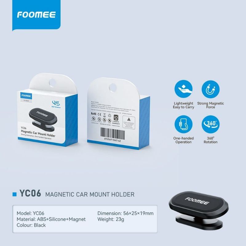 Baru FOOMEE YC06 Magnetic Car Mount holder - Original Garansi Resmi - Mobil Phone Stand Maknet Makne