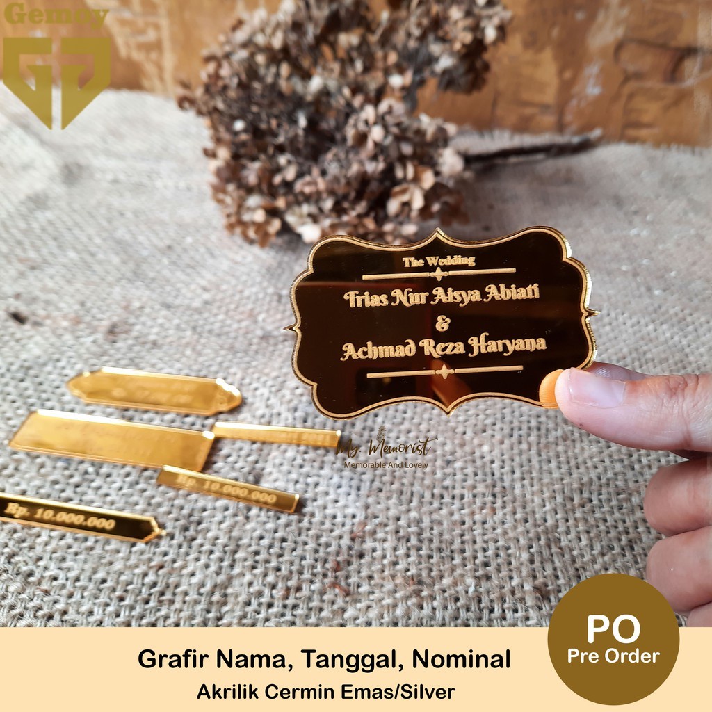 Grafir Nama, tanggal Mahar Akrilik Emas/Gold Mirror