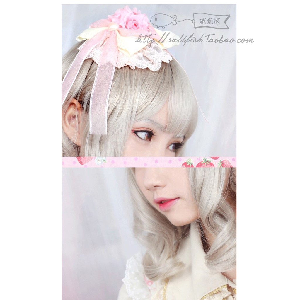 LOL-135 wig rambut palsu daily lolita korea jepang kpop cosplay pastel gray linen pendek bob