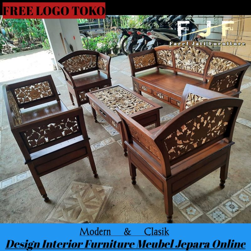 Kursi Tamu Kartini Ukir Jati Minimalis Set Kursi Ruang Tamu Set 3211 Meja