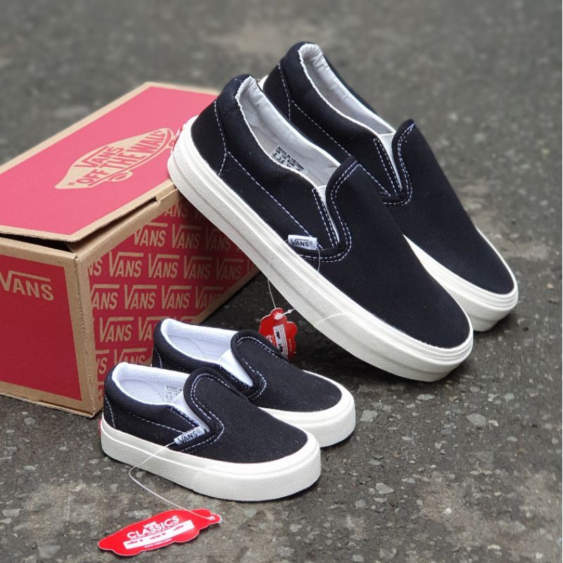 Sepatu anak vans slip on couple multicolor hitam krem putih