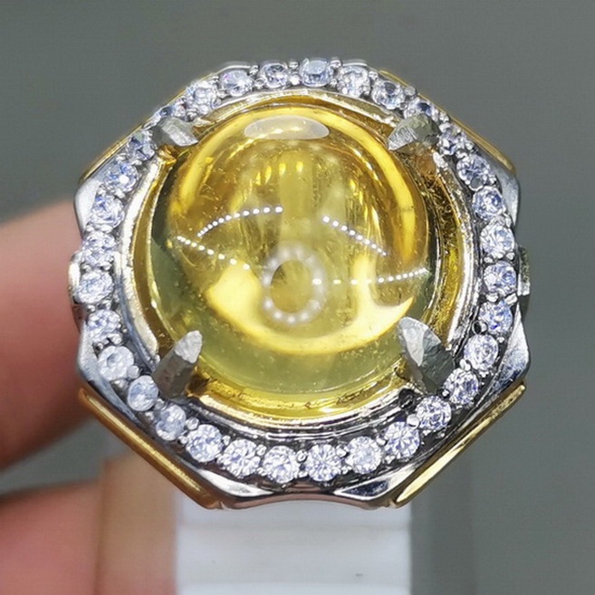 Cincin Batu Akik Kinyang Emas Asli