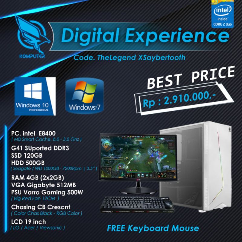 Pc gaming E8400 lengkap siap pakai - DX KOMPUTER