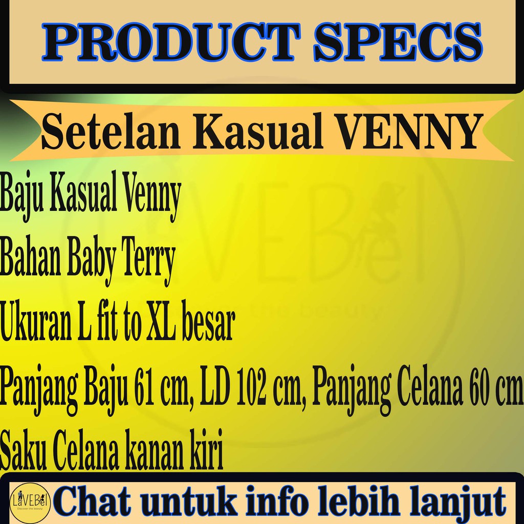 LVB Setelan Kasual Wanita/Celana Pendek Wanita/Baju Kaos Wanita/Playsuit/Venny Uk.L-XL VENNY KASUAL