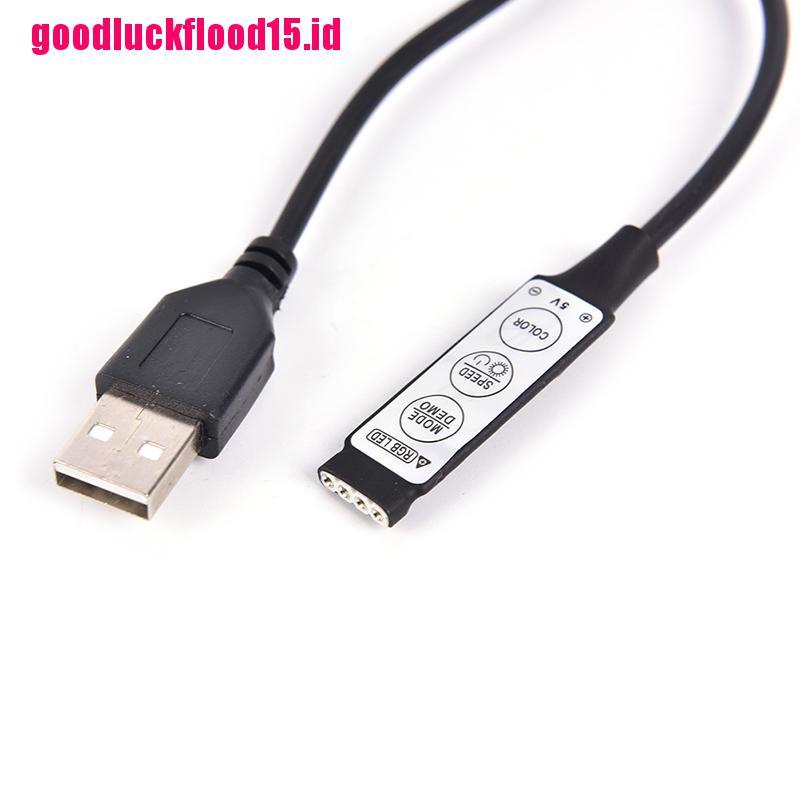 (LUCKID) Controller Lampu Strip LED RGB DC 5V 3 Tombol 4 Pin Dengan Port USB