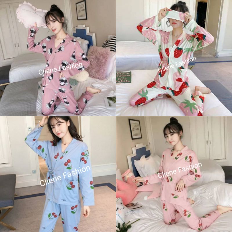 BAJU TIDUR KIMONO WANITA LENGAN PANJANG IMPORT