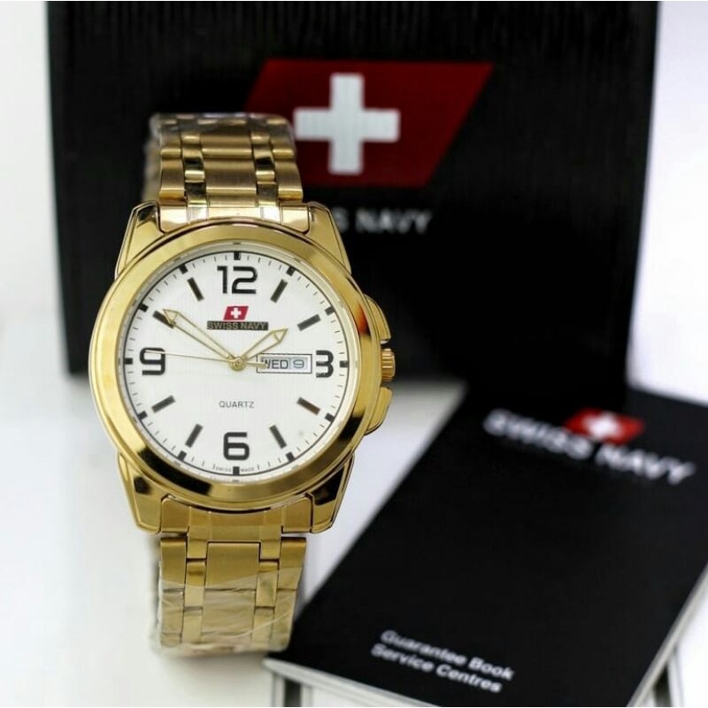 Jam tangan Swiss navy 5861 Gold Original couple