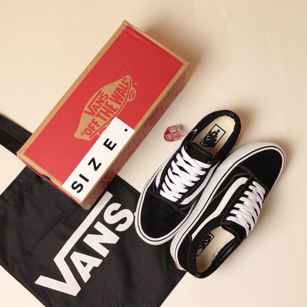 Paket 100% Import Vans Old Skool BlacK White + Tote Bag Vans