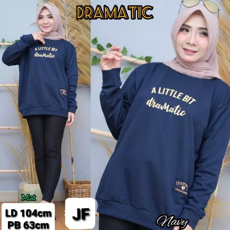 JF Atasan Kaos Lengan Panjang Wanita / Kaos Sweater Wanita Muslimah Terbaru LITTLE BIT DRAMATIC LD 104