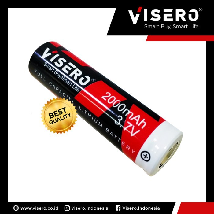 Baterai/Battery Lithium 18650 Full Kapasitas 3.7V 2000Mah Visero