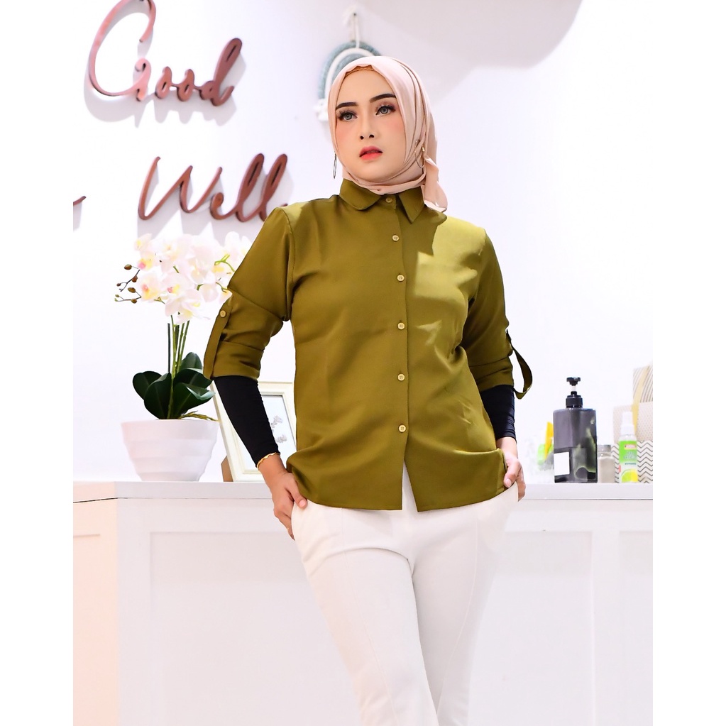 ATASAN KEMEJA POLOS BASIC SHAKILA LENGAN SCODER/AUREL TOP