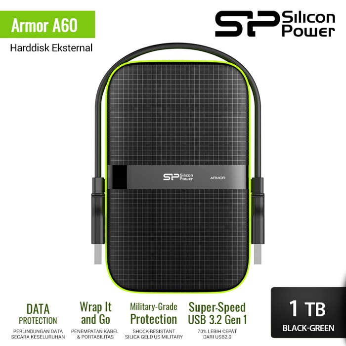 Silicon Power HDD Armor A60 Harddisk Eksternal 1TB - Shockproof