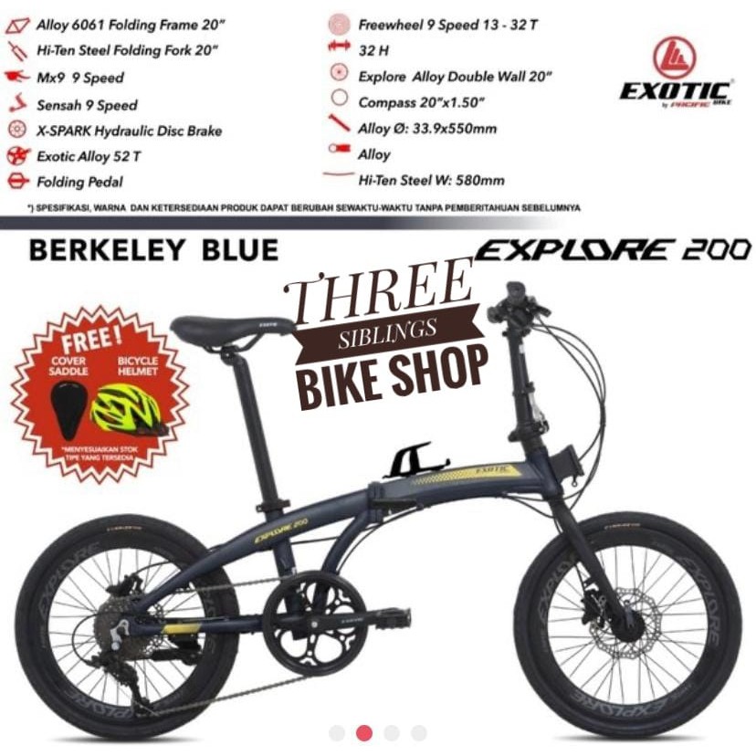 SEPEDA LIPAT EXOTIC EXLORER 200 ALLOY 9 SPEED BLUE FREE COVER SADDLE