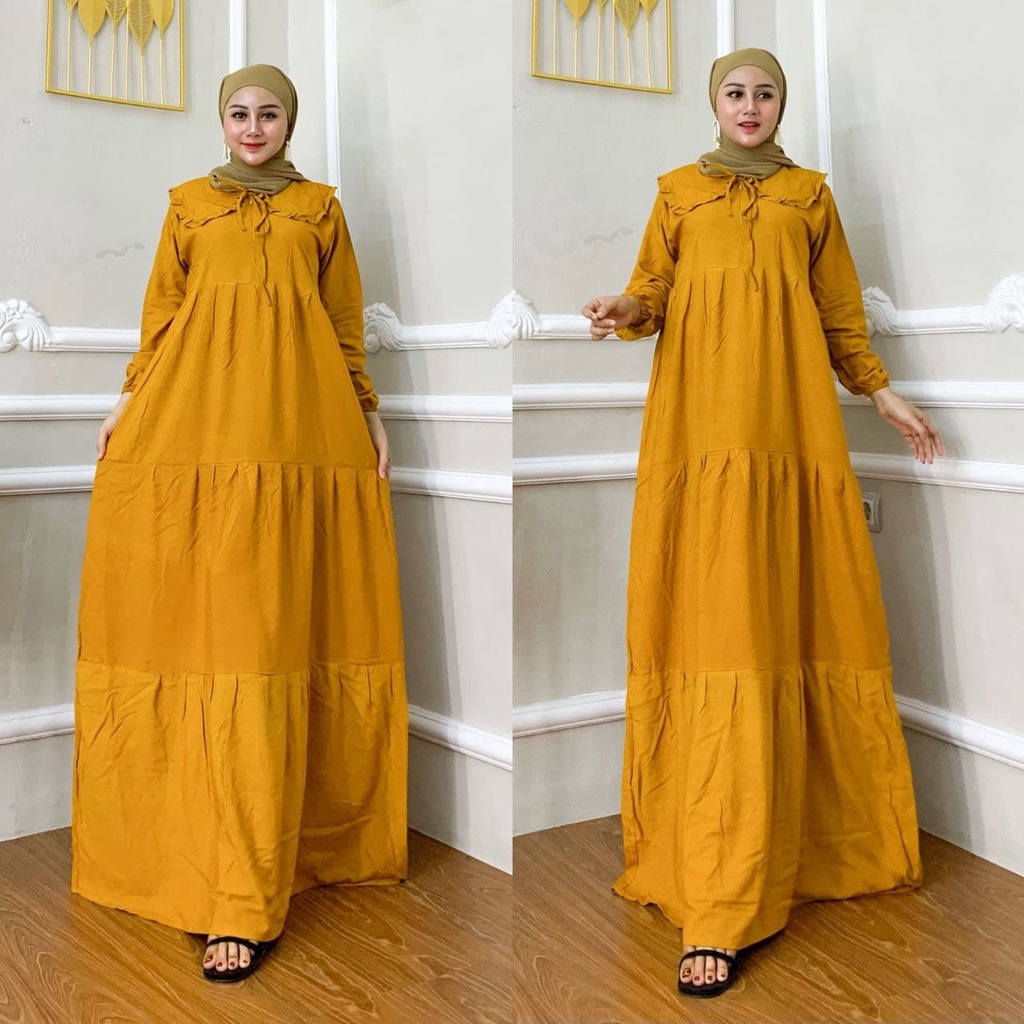 Homey Dress Gamis Susun Basic Polos Terbaru Khumaira Dress Soft Color