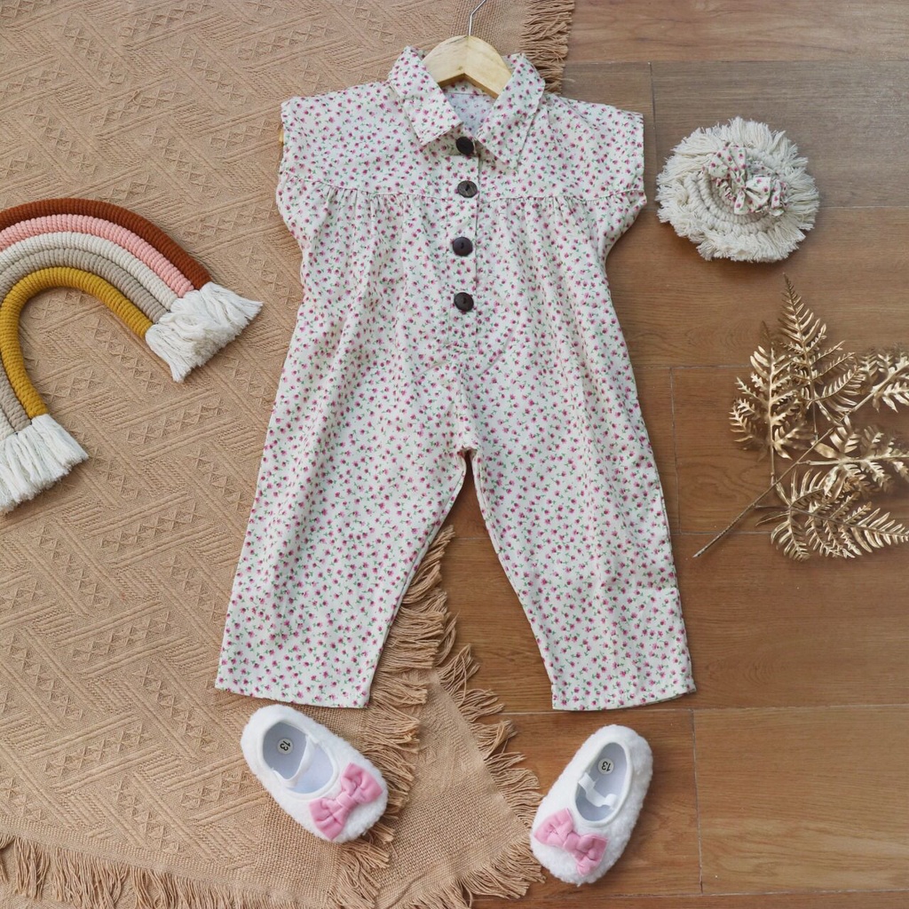 BARU! LIK038 - 2in1 Jumpsuit Overall Anak Bayi Perempuan Bunga Fashion Pergi Jalan