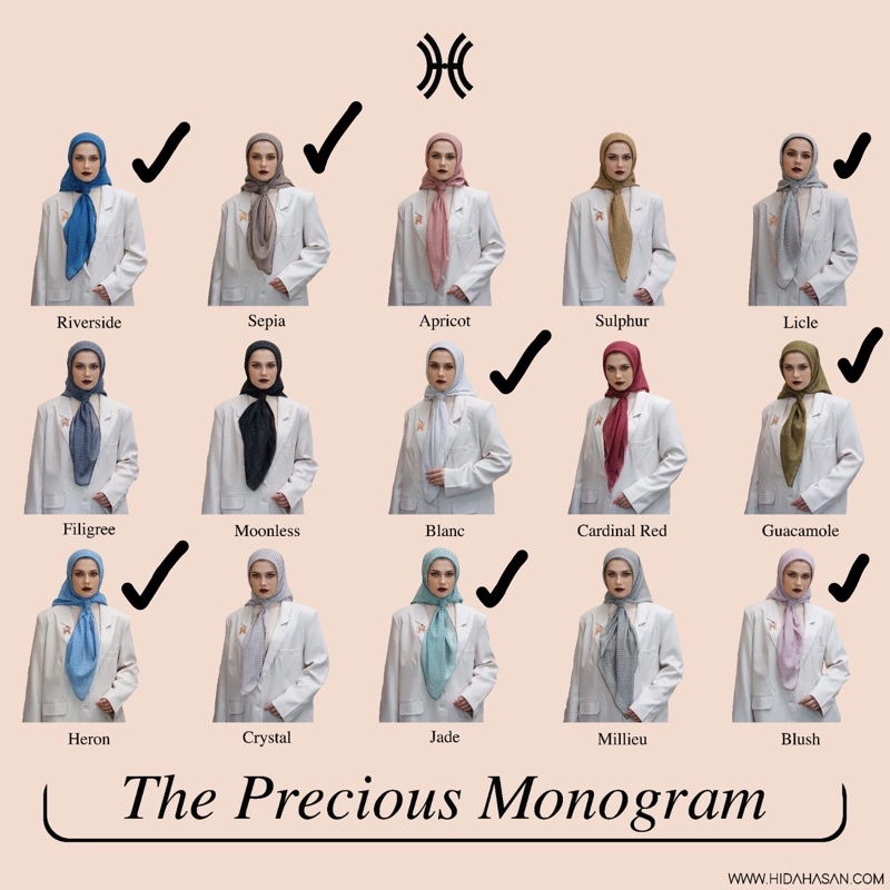 HIDAHASAN Scarves The Precious Monogram Series