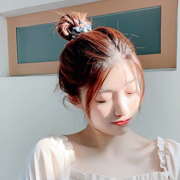 [Harga Grosir]Ikat Rambut Ekor Kuda Elastis Warna Polos Aksen Mutiara Untuk Anak Perempuan/Hot Sale