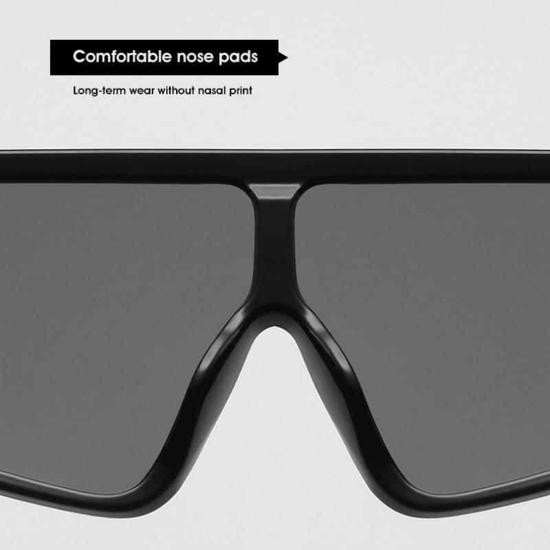 【YUZHU】COD Ins Oversized Bingkai Kontras Warna Satu-piece Lens Lapangan Sunglasses untuk Wanita