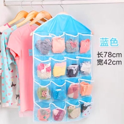 (Hello Girl) D35 Pouch Hanging Organizer 16 Sekat Tempat Celana Dalam Gantung Storage import