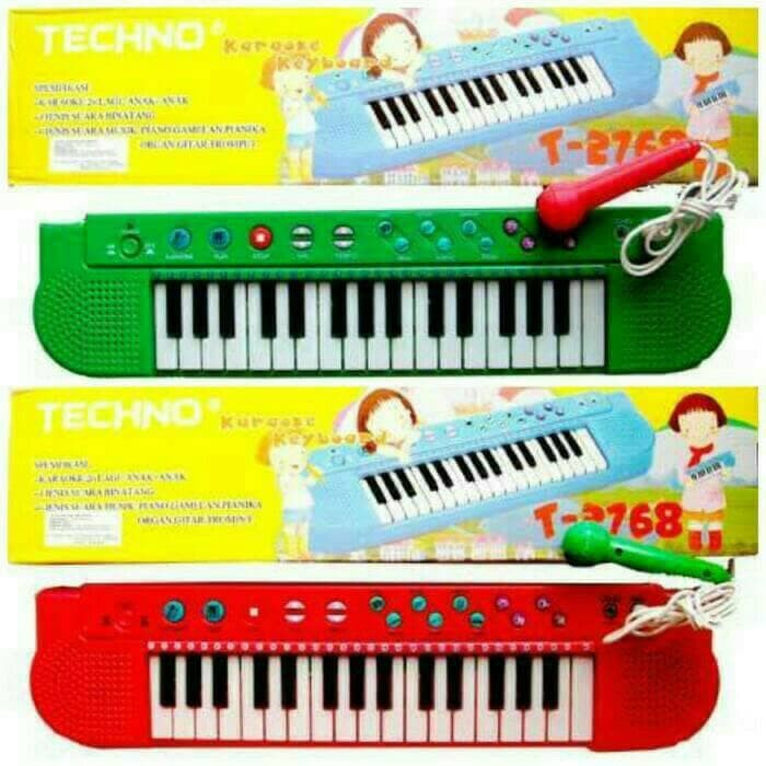 Mainan Edukasi Anak - Piano Techno Musik Mic Karaoke 26 Melodi Lagu