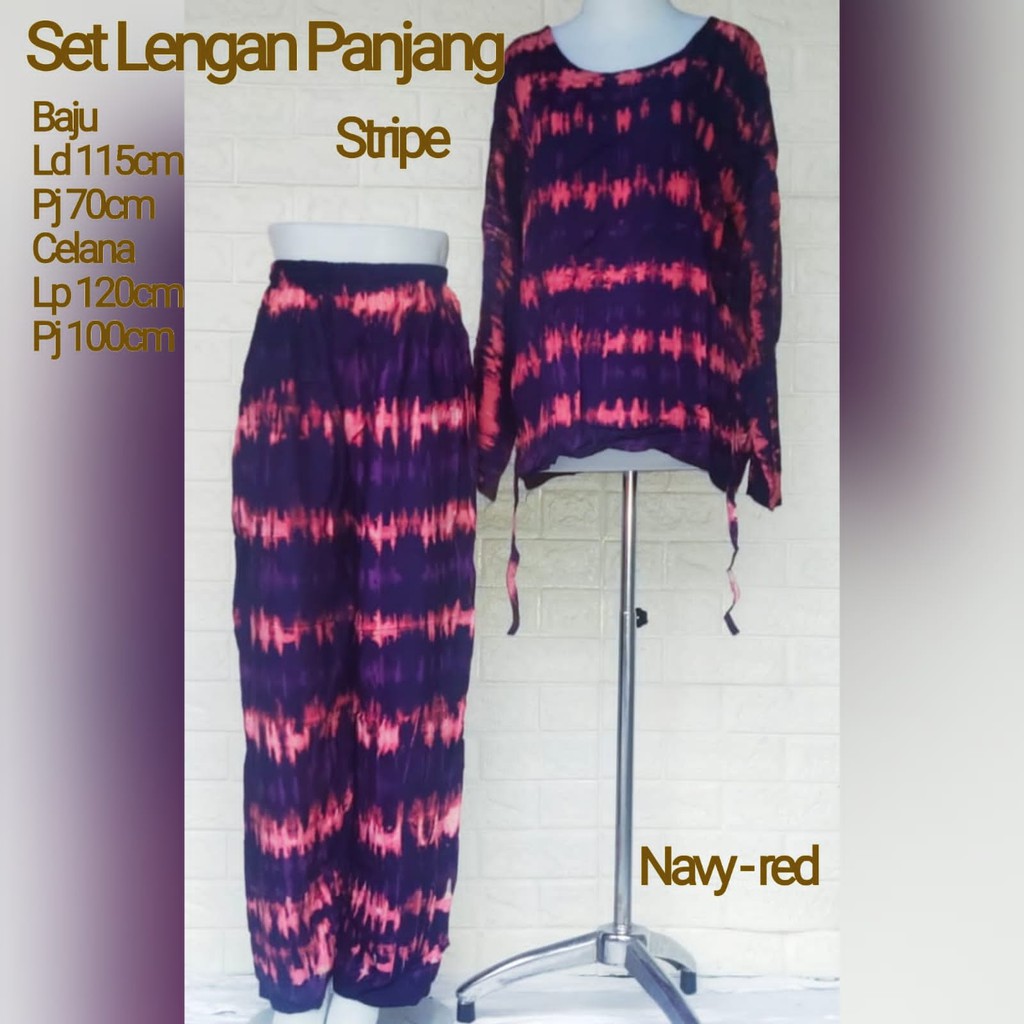 Setelan Smoke Tie dye Baby doll lengan panjang