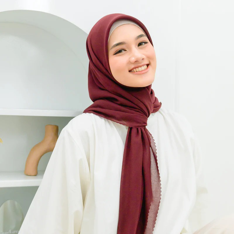 Hijab Paris Premium Laser Cut Kerudung Segi Empat Jilbab Polos