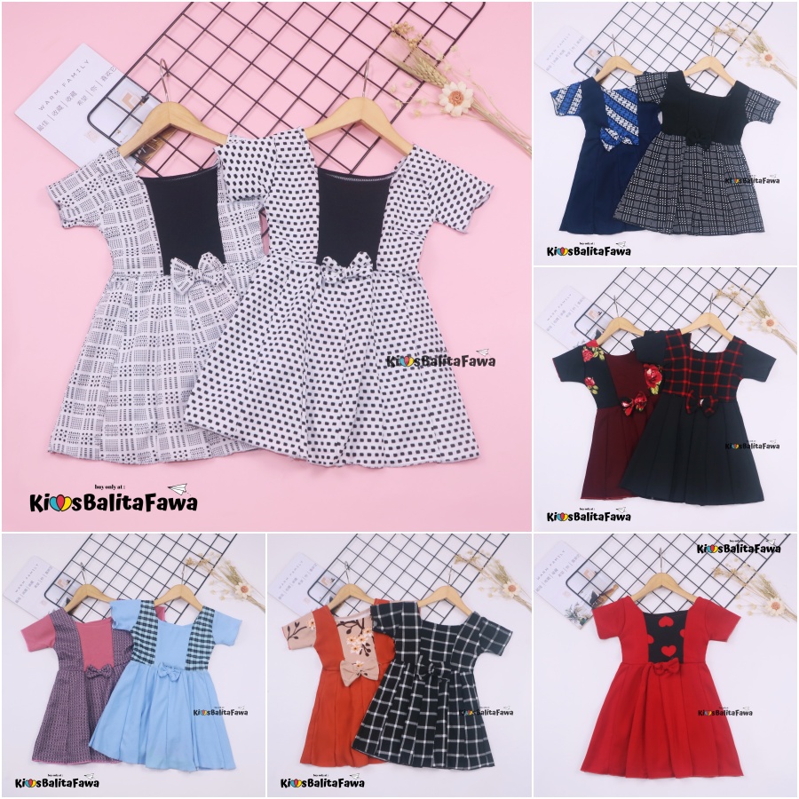 Dress Nadine uk Bayi - 8 Tahun / Pakaian Baju Cewek Dres Pesta Import Baby Perempuan Murah Harian