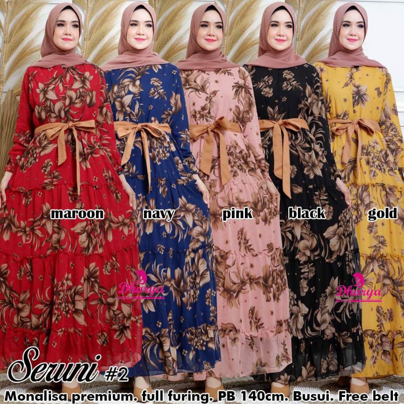 [ katalog 4 ] GAMIS KATUN MOTIF MONALISA SUNRISE bunga - gamis syari umbrella TRENDY