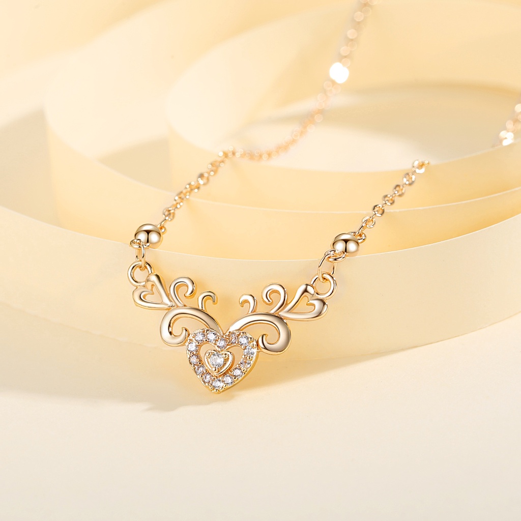 Y502 [COD✔]Kalung Wanita Titanium Hati Fashion Kalung Perhiasan Asli Kalung Anti Karat
