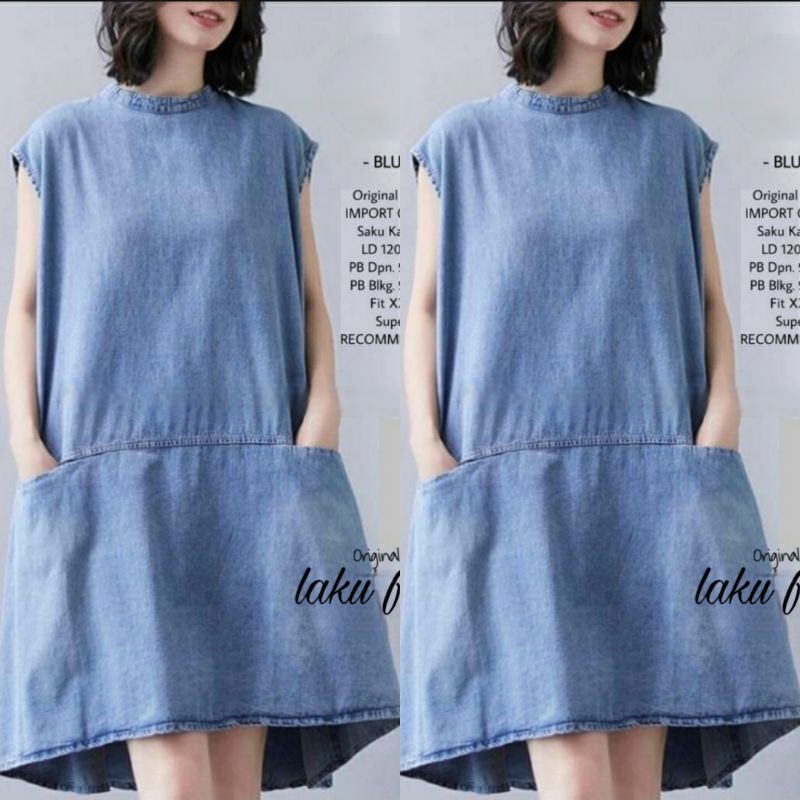 Tunik Jeans Terbaru 2022 Tunik Malaysia Tunik Jeans Terlaris Tunik Kekinian Tunik Korean Style Fashi