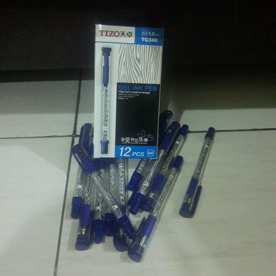 

Pulpen Gel Ink TIZO Zebra Hitam/Biru // TG340