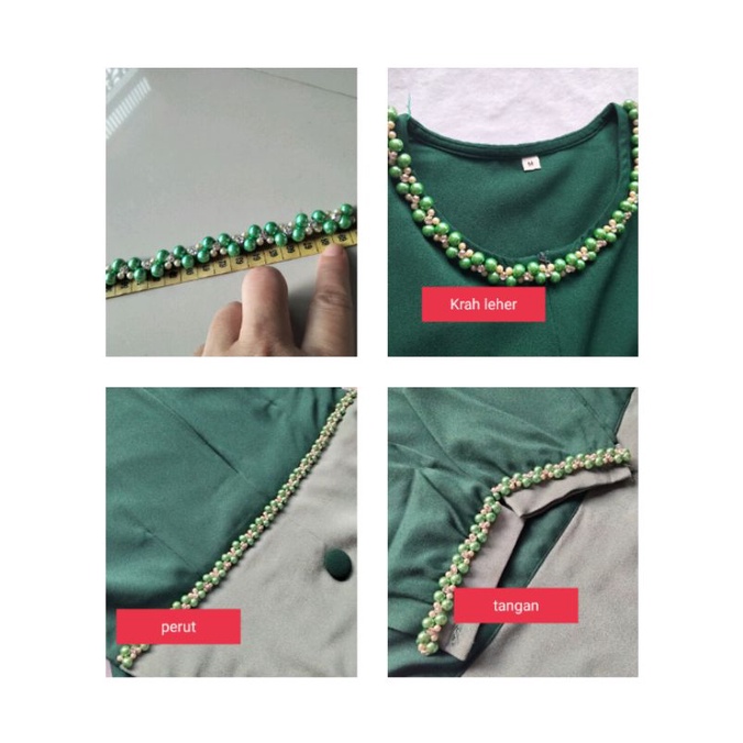 Payet kebaya, Payet gamis, Payet rangkai mutiara dijual per 1cm, (minimal beli 10pcs)