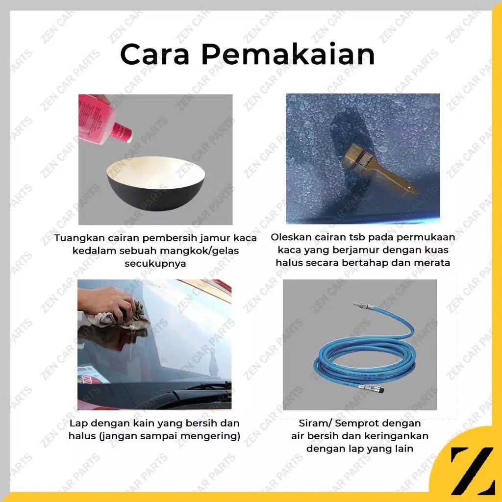 Obat Pembersih Jamur Kaca Mobil Cairan Penghilang Jamur Kerak Serbaguna Merek Zen