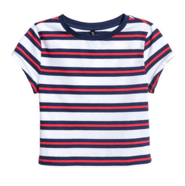 TERBARU Bagus buat gift ultah anniversary wedding b/ LK13
Hnm short crop t-shirt stripe womens